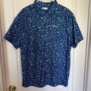 Columbia Blue Tropical Button-Up Shirt